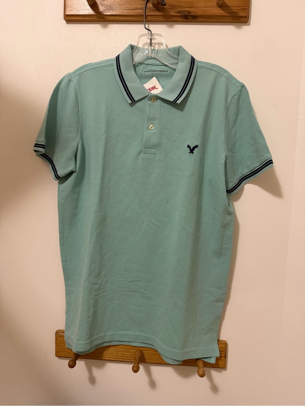 NWT American Eagle Outfitters Seafoam Polo with Navy Trim